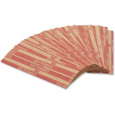 PAP-R Flat Coin Wrappers Total $0.50 in 50 Coins of 1¢ Denomination - Heavy Duty - Paper - Red - 1000 / Box