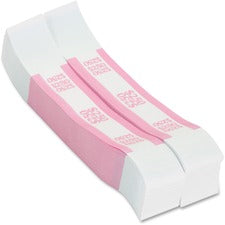 PAP-R Currency Straps 1.25" Width - Total $250 in $1 Denomination - Self-sealing, Self-adhesive, Durable - 20 lb Basis Weight - Kraft - White, Pink - 1000 / Pack