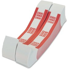 PAP-R Currency Straps 1.25" Width - Total $500 in $5 Denomination - Self-sealing, Self-adhesive, Durable - 20 lb Basis Weight - Kraft - White, Red - 1000 / Pack