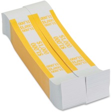 PAP-R Currency Straps 1.25" Width - Total $1,000 in $10 Denomination - Self-sealing, Self-adhesive, Durable - 20 lb Basis Weight - Kraft - White, Yellow - 1000 / Pack