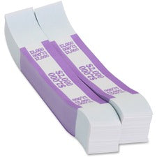 PAP-R Currency Straps 1.25" Width - Total $2,000 in $20 Denomination - Self-sealing, Self-adhesive, Durable - 20 lb Basis Weight - Kraft - White, Violet - 1000 / Pack