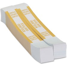 PAP-R Currency Straps 1.25" Width - Self-sealing, Self-adhesive, Durable - 20 lb Basis Weight - Kraft - White, Yellow - 1000 / Pack