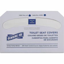 Genuine Joe Toilet Seat Covers Half-fold - For Public Toilet - White - 250/Pack - 20 / Carton