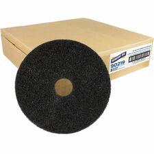 Genuine Joe Black Floor Stripping Pad 19" Diameter x 1" Thickness - Stripping, Floor - 175 rpm to 350 rpm Speed Supported - Resilient, Heavy Duty, Flexible, Dirt Remover, Long Lasting, Abrasive, Rotate - Fiber, Resin - Black - 5 / Carton