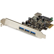 StarTech.com 4-Port PCI Express USB 3.0 Card - 5Gbps PCI Express x1 - Plug-in Card - 4 USB Port(s) - 1 SATA Port(s) - UASP Support - PC, Linux