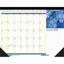 House of Doolittle EarthScapes Flowers 18-1/2" Desk Pad Julian Dates - Monthly - 12 Month - January 2026 to December 2026 - 1 Month Single Page Layout - 18 1/2" x 13" Sheet Size - 1.50" x 1.87" Block - Headband - Desk Pad - Leatherette, Chipboard - Reinfo
