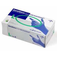 Medline SensiCare Ice Blue Nitrile Exam Gloves 9.50" Glove Length - Large Size - Dark Blue - Comfortable, Chemical Resistant, Latex-free, Textured Fingertip, Non-sterile, Durable - For Medical - 250 / Box