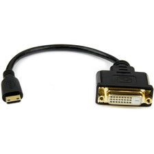 StarTech.com Mini HDMI to DVI-D Adapter M/F - 8in 8" DVI-D/HDMI Video Cable Adapter for Tablet, Monitor, TV, Projector, Video Device, Notebook, Camera - First End: 1 x 19-pin Mini HDMI Digital Audio/Video - Male - Second End: 1 x 25-pin DVI-D Digital Vide