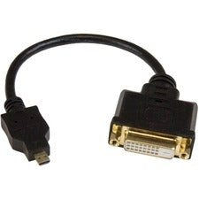 StarTech.com Micro HDMI to DVI-D Adapter M/F - 8in 8" DVI-D/Micro HDMI Video Cable Adapter for Monitor, Projector, Phone, Notebook, Video Device, Computer, Raspberry Pi - First End: 1 x 19-pin Micro HDMI Digital Audio/Video - Male - Second End: 1 x 25-pin