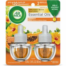 Air Wick Papaya Scented Oil Oil - 0.7 fl oz (0 quart) - Hawaii Exotic Papaya, Hibiscus Flower - 60 Day - 2 / Pack