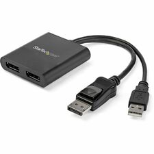 StarTech.com MST hub - DisplayPort to 2x DisplayPort 3840 × 2160 - 78.74" Maximum Operating Distance - DisplayPort - USB - Plastic