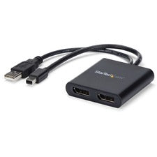 StarTech.com Mini DisplayPort to DisplayPort Multi-Monitor Splitter - 2-Port MST Hub 60 Hz - 30 Hz to 60 Hz - 3840 × 2160 - 78.74" Maximum Operating Distance - DisplayPort - USB - Plastic