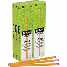 Dixon Wood-Cased Pencils Black Lead - #2 - Yellow Wood Barrel - 1 Dozen/Box - 6 / Pack