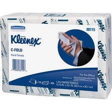 Kleenex C-Fold Hand Towels 1 Ply - C-fold - 10.10" Width x 13.25" Length - White - 150/Bag - 16 / Carton