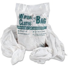 Bag A Rags Cotton Wiping Cloths For Multipurpose - Absorbent, Lint-free - White - 12 / Carton