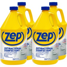 Zep Antibacterial Disinfectant and Cleaner For Multipurpose - 128 fl oz (4 quart) - Lemon Scent - Recommended For: Grease Remover, Soil Remover, Germs Remover, Bacteria Remover, Odor Remover - Anti-bacterial, Disinfectant - Blue - 4 / Carton