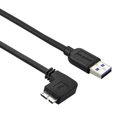 StarTech.com Slim Micro USB 3.0 Cable - Left-angle Micro-USB - 1m (3ft) 3.28 ft USB Data Transfer Cable for Tablet, Hard Drive, Card Reader, Desktop Computer - First End: 1 x 9-pin USB 3.0 Type A - Male - Second End: 1 x 10-pin Micro USB 3.0 Type B - Male