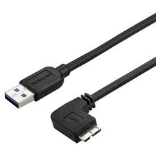 StarTech.com Slim Micro USB 3.0 Cable - Right-angle Micro-USB - 1m (3ft) 3.28 ft USB Data Transfer Cable for Tablet, Hard Drive, Card Reader, Desktop Computer, Notebook - First End: 1 x 9-pin USB 3.0 Type A - Male - Second End: 1 x 10-pin Micro USB 3.0 Ty