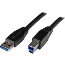 StarTech.com Active USB 3.0 USB-A to USB-B cable - 5m (15ft) 16.40 ft USB/USB-B Data Transfer Cable for Portable Hard Drive, Hard Disk Drive Enclosure, Docking Station - First End: 1 x 9-pin USB 3.0 Type A - Male - Second End: 1 x 9-pin USB 3.0 Type B - M