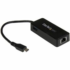 StarTech.com USB-C to Gigabit Network Adapter with Extra USB 3.0 Port - Black USB 3.1 ASIX - AX88179 - 1 Port(s) - 1 - Twisted Pair - 10/100/1000Base-T - Desktop