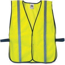 Ergodyne Lime Standard Vest Standard - Fabric - Lime - High Visibility, Comfortable, Machine Washable, Breathable, Hook & Loop Closure, Reflective - 1 Each