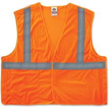 Ergodyne Orange Econo Breakaway Vest Large/Extra Large - Orange - Reflective, Machine Washable, Lightweight, Hook & Loop Closure, Pocket - 1 Each
