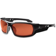 Ergodyne Skullerz Odin Copper Lens Safety Glasses Ultraviolet Protection - Black - Copper Lens - Durable, Flexible, Non-slip, Scratch Resistant, Anti-fog, Perspiration Resistant, Comfortable - 1 Each