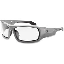 Ergodyne Clear Lens/Gray Frame Safety Glasses Ultraviolet Protection - Clear Lens - Matte Gray Frame - Durable, Flexible, Non-slip, Scratch Resistant, Anti-fog, Perspiration Resistant, Comfortable - 1 Each