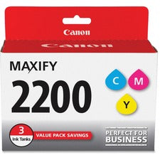 Canon PGI-2200 CMY Original Standard Yield Inkjet Ink Cartridge - Cyan, Magenta, Yellow - 3 / Pack 700 Pages (Per Cartridge)