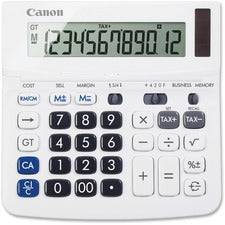 Canon TX-220TS Handheld Display Calculator Tilt Display, Adjustable Display, Dual Power, Easy-to-read Display, Auto Power Off, Sign Change - Battery/Solar Powered - 1.2" Height x 5.7" Width x 5.7" Length - White - 1 Each