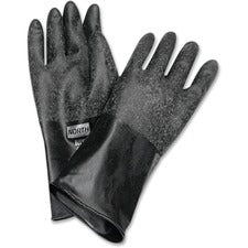 NORTH 14" Unsupported Butyl Gloves 17 mil Thickness x 14" Glove Length - Chemical Protection - 9 Size Number - Black - Water Resistant, Durable, Chemical Resistant, Ketone Resistant, Comfortable, Abrasion Resistant, Cut Resistant, Tear Resistant, Puncture