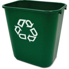 Rubbermaid Commercial Deskside Recycling Container 7.03 gal Capacity - Rectangular - 15" Height x 10.2" Width - Plastic - Green - 12 / Carton