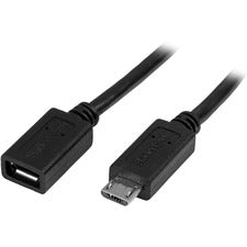 StarTech.com Micro-USB Extension Cable - M/F - 0.5m (20in) 1.64 ft USB-B Data Transfer Cable for Tablet, Phone, Keyboard/Mouse, Docking Station - First End: 1 x 5-pin Micro USB 2.0 Type B - Male - Second End: 1 x 5-pin Micro USB 2.0 Type B - Female - 480
