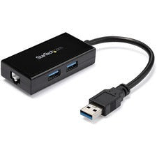 StarTech.com USB 3.0 to Gigabit Network Adapter with Built-In 2-Port USB Hub USB 3.0 - 3 Port(s) - 1 - Twisted Pair - 10/100/1000Base-T - Desktop