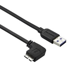 StarTech.com Slim Micro USB 3.0 Cable - M/M - Left-Angle Micro-USB - 0.5m (20in) 1.64 ft USB/USB Micro-B Data Transfer Cable for Portable Hard Drive, Tablet, Notebook, Card Reader, PC - First End: 1 x 9-pin USB 3.0 Type A - Male - Second End: 1 x 10-pin M
