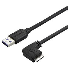 StarTech.com Slim Micro USB 3.0 Cable - M/M - Right-Angle Micro-USB - 0.5m (20in) 1.64 ft USB/USB Micro-B Data Transfer Cable for Portable Hard Drive, Tablet, Notebook, Card Reader, PC - First End: 1 x 9-pin USB 3.0 Type A - Male - Second End: 1 x 10-pin