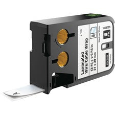 Dymo XTL Laminated Wire/Cable Wrap x 53/64" Width x 1 17/32" Length - Rectangle - Thermal Transfer - Black on White - Vinyl - Laminated - Oil Resistant, Chemical Resistant, Abrasion Resistant, Fade Resistant, Easy Peel, Temperature Resistant, Durable, Sme