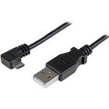 StarTech.com 1m Right-Angle Micro-USB 2.0 Charging Cable for Tablets and Phones 3.28 ft USB/USB Micro-B Data Transfer Cable for Phone, Tablet, Mobile Device, Computer - First End: 1 x 4-pin USB 2.0 Type A - Male - Second End: 1 x 5-pin Micro USB 2.0 Type