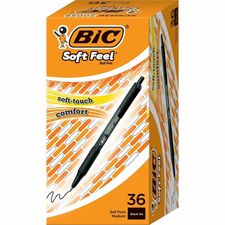 BIC SoftFeel Retractable Ball Pens 1 mm Medium Pen Point - Retractable - Black Ink - Black Barrel - 36 / Box