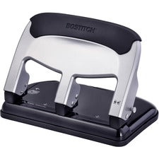 Bostitch EZ Squeeze 40-sheet 3-Hole Punch 3 Punch Head(s) - 40 Sheet of 20lb Paper - 9/32" Punch Size - 7.4" Width x 3.1" Height - Black, Silver