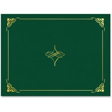 Geographics Letter Recycled Certificate Holder 8 1/2" x 11" - Hunter Green, Gold - Damage Resistant, Die-cut, Sturdy - 30% Recycled - 5 / Pack