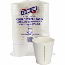 Genuine Joe 10 oz Eco-friendly Paper Cups 10 fl oz - White - Paper - Coffee, Tea, Hot Chocolate - 50 / Pack