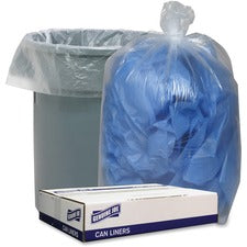 Genuine Joe Clear Low Density Can Liners 33 gal Capacity - 39" Length x 33" Width x 1.10 mil (28 Micron) Thickness - Low Density - Clear - Recycled - 100 / Carton