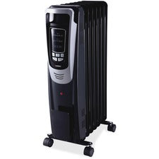 Lorell LED Display Mobile Radiator Heater Electric - 600 W to 1500 W - 3 x Heat Settings - 150 Sq. ft. Coverage Area - 1500 W - Black