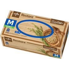 Medline Restore Nitrile Exam Gloves with Oatmeal 9.50" Glove Length - Medium Size - For Right/Left Hand - Off White - Latex-free, Allergen-free, Textured Fingertip, Non-sterile - 250 / Box