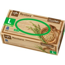 Medline Restore Nitrile Exam Gloves with Oatmeal 9.50" Glove Length - Large Size - For Right/Left Hand - Off White - Latex-free, Allergen-free, Textured Fingertip, Non-sterile - For Home, Healthcare Working - 250 / Box