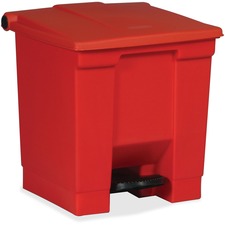 Rubbermaid Commercial Step-on Waste Container Step-on Opening - 8 gal Capacity - Puncture Resistant, Durable - 17.1" Height x 15.8" Width - Plastic, High-density Polyethylene (HDPE), Resin - Red - 1 Each