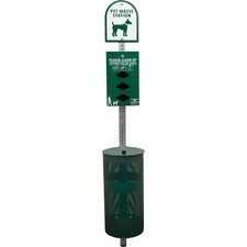 Tatco Dog Waste Station Trash Can Rust Resistant - Powder Coated Aluminum - Green - 1 Each