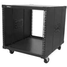 StarTech.com Portable Server Rack with Handles - 9U For Server, LAN Switch, Patch Panel - 9U Rack Height x 19" Rack Width x 23" Rack Depth - Floor Standing Open Frame - Black - Steel - 220.60 lb Static/Stationary Weight Capacity - TAA Compliant