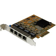 StarTech.com 4-Port PCIe Gigabit Network Adapter Card PCI Express x4 - 1.95 Gbit/s Data Transfer Rate - Realtek RTL8111G - 4 Port(s) - 4 - Twisted Pair - 10/100/1000Base-T - Plug-in Card - Yellow - TAA Compliant